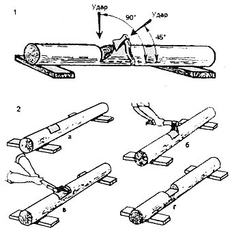 Перерубка бревна и врубка в полдерева